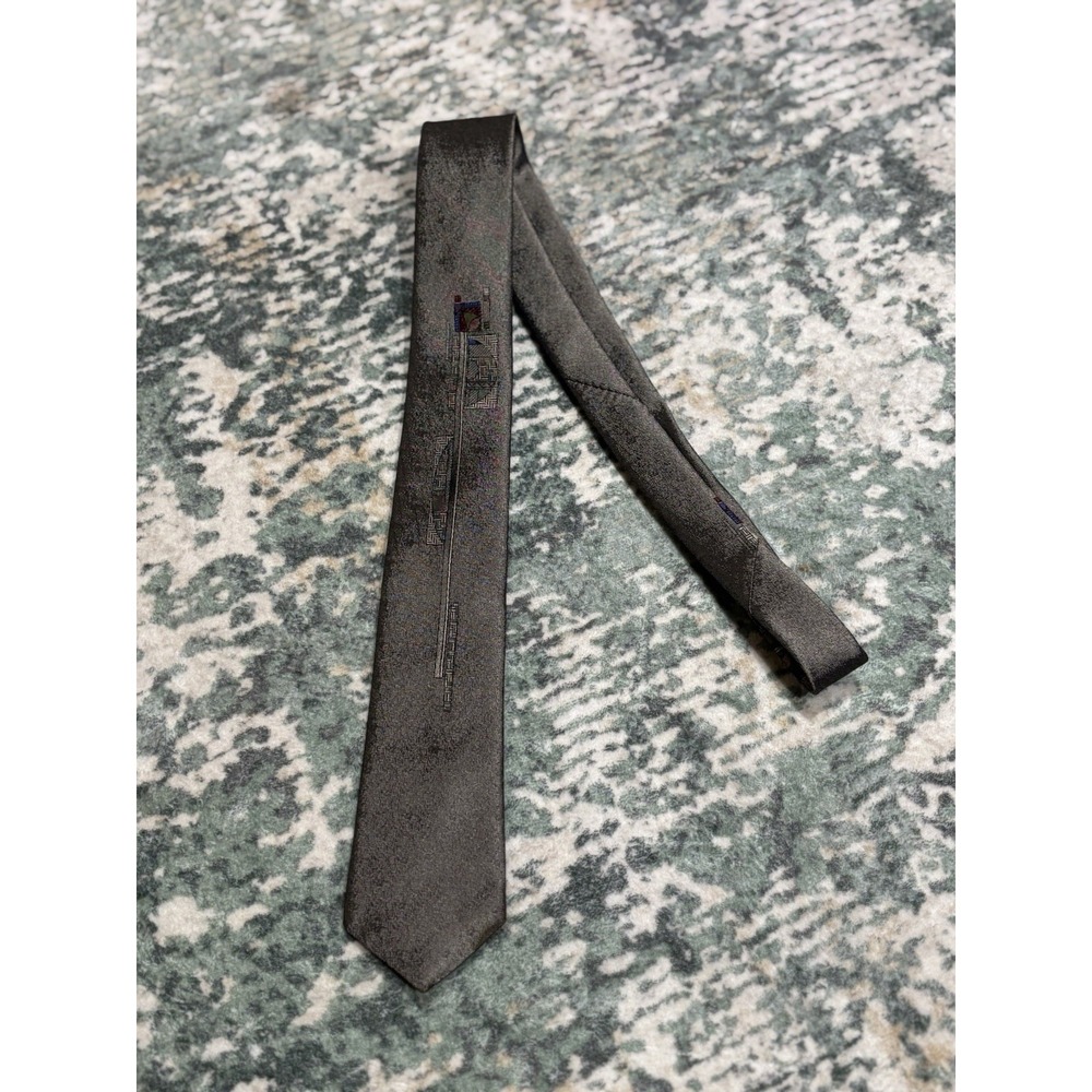Men's Vintage City Lights Skinny Neck Tie Geometric Design